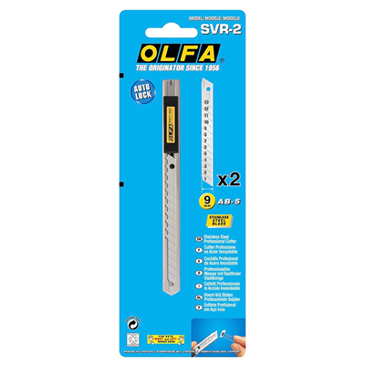 Olfa® SVR-2 ULTRA SLIM STAINLESS STEEL 9mm Precision Auto-Lock Knife