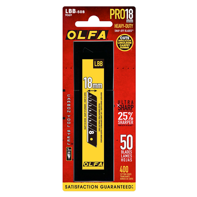 Olfa® 18mm (Pack of 50) Excel Black Ultra-Sharp Snap Blade for Heavy-Duty Knives